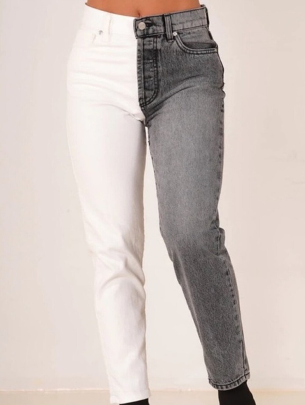 REVICE Two-Tone Jeans White & Charcoal Button Fly Size 26